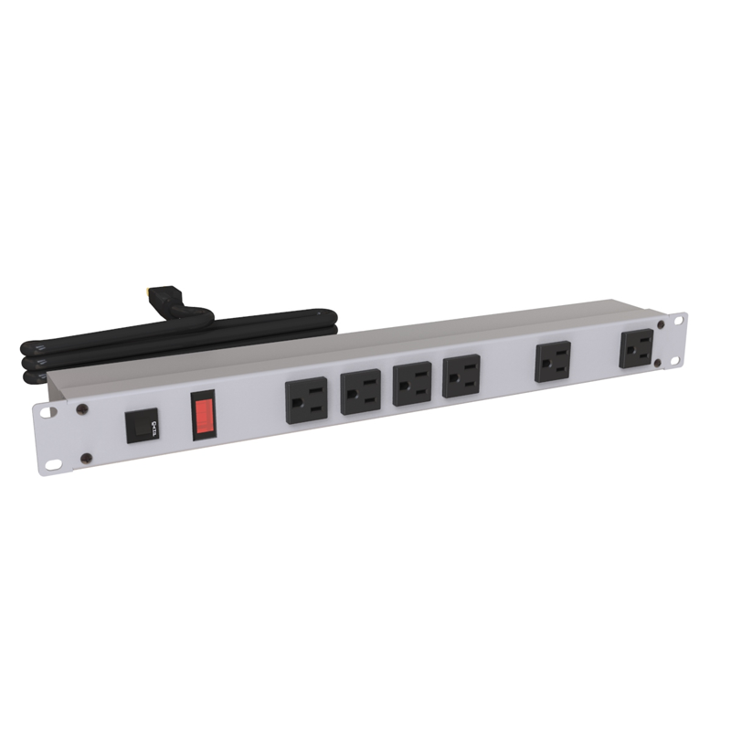 Hammond 1582 PDU (1P) 15A/125V FO (6) 5-15R P/5-15P 6ft  GY