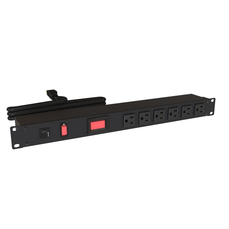 Hammond 1582 PDU (1P) 15A/125V w/Switch Metered FO (6) 5-15R P/5-15P 15ft BK