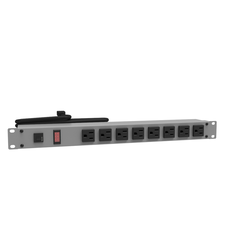 Hammond 1582 PDU (1P) 15A/125V FO (8) 5-15R P/5-15P 15ft  GY