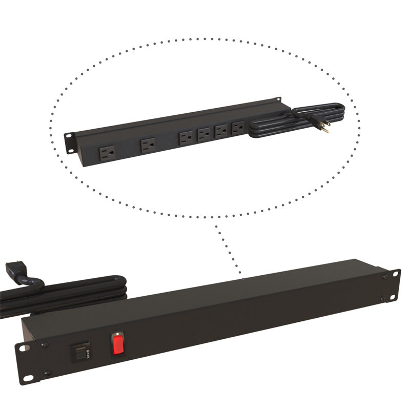 Hammond 1583 PDU 15A/125V (1P) I/Switch RO(6)5-15R P(L5-15P) 15 ft BK