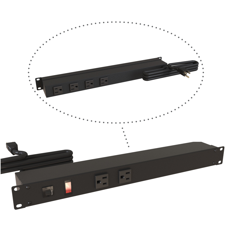 Hammond 1583 PDU 15A/125V (1P) Switch FO(2) RO(4) O(5-15R)P/5-15P 6 ft BK