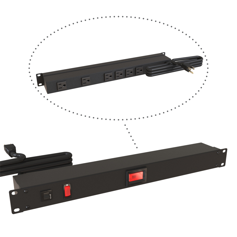 Hammond 1583 PDU 15A/125V (1P) I/Switch/Metered RO(6)5-15R P(5-15P) 6 ft BK