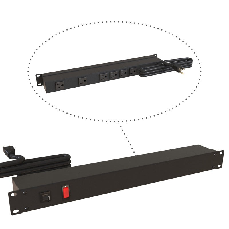 Hammond 1583 PDU 15A/125V (1P) Switch RO(6)5-15R P(5-15P) 15 ft BK