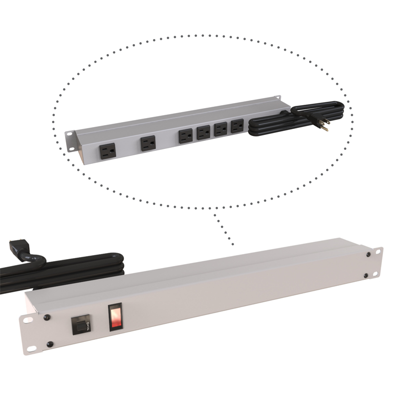 Hammond 1583 PDU 15A/125V (1P) Switch RO(6) O(5-15R)P/L5-15P 15 ft GY