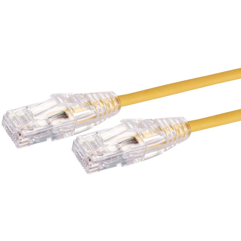 Patch Cord Ultra-thin Cat6A UTP, Fluke Tested, 28AWG Yellow  1ft