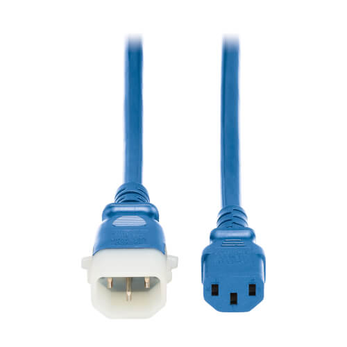 Tripp Lite PDU Power Cord C13 to P-Lock C14 - 15A, 250V, 14AWG 3ft Blue, 6pk
