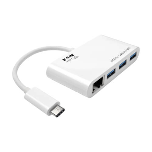 Tripp Lite series 3-Port USB 3.x (5Gbps) Hub with LAN Port,