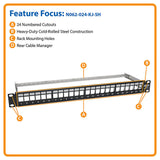 Tripp Lite series 24-Port 1U Rack-Mount Shielded Blank Keystone/Multimedia Patch Panel,