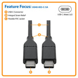 Tripp Lite USB-C Cable (M/M) - USB 2.0, 5A (100W) Rated, 3ft