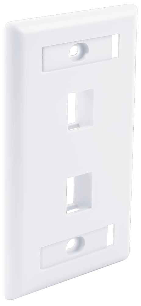 Wavenet FacePlate, Flush Style, Single Gang, 2-PORT, W/Window Labels, WHITE