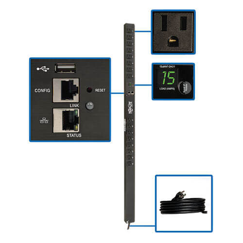 Tripp Lite PDU Monitored (1P)  1.4kW 120V 12A 5-15P 10&#39; /(16)  5-15R 124.5&quot;